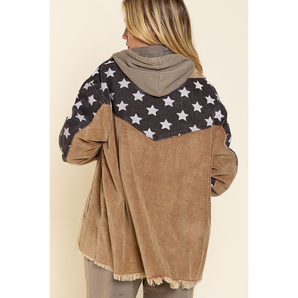 PRICE DROP Teddy Bear Black Corduroy Star Shacket - Picture 7 of 8